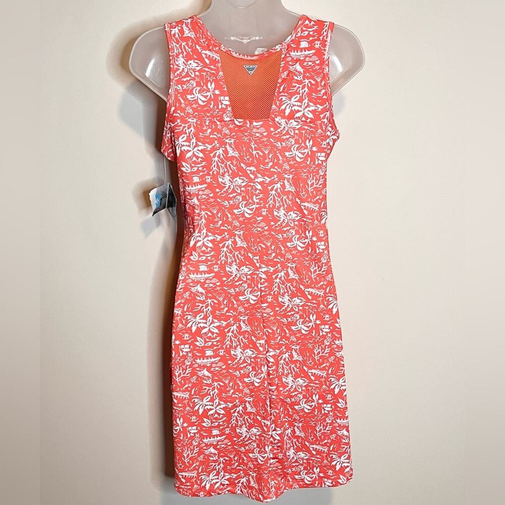 NWT COLUMBIA PFG Omni-Wick Coral Tropical Floral Mini Dress Small - Picture 3 of 8